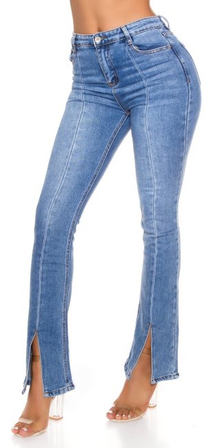 Bootcut Highwaist Jeans with Slit Blue